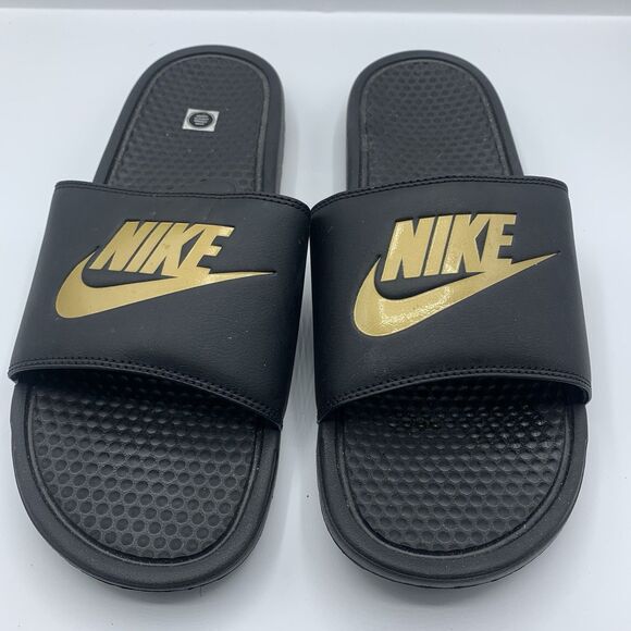 NIKE Benassi JDI Slides Sandals Black Off Court Shoes Slip On Flat Size 14 - Picture 1 of 8